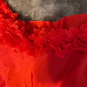 Red off the shoulder one piece bathing suit